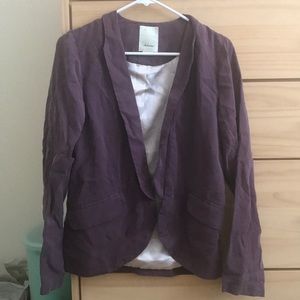 Anthropologie elevenses open purple blazer